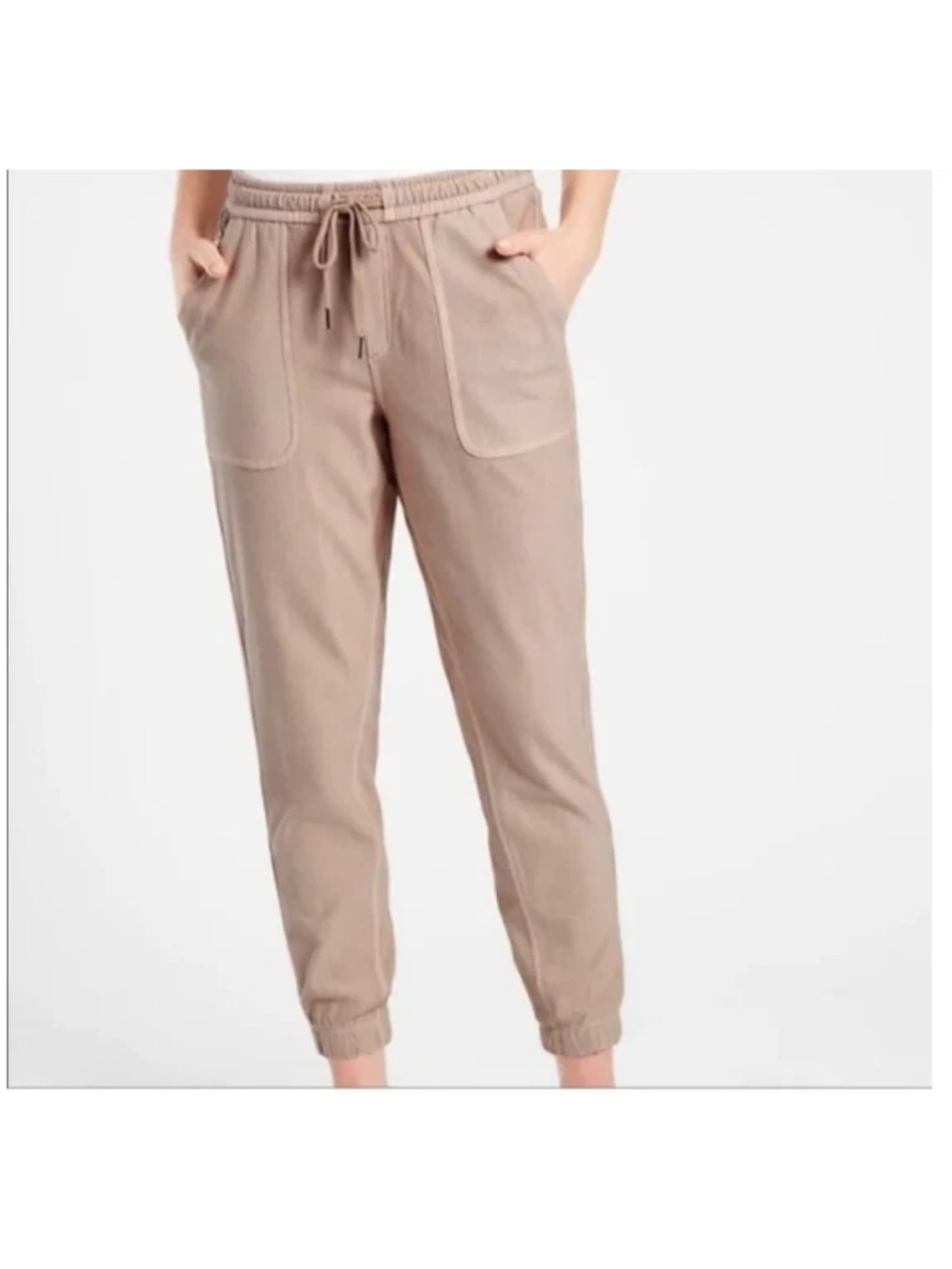 ATHLETA Farallon Jogger Pants Tan Drawstring Waist - Size 0 Extra Small